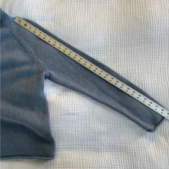J. Crew Light Blue Roll Neck Cotton Sweater - Picture 6 of 7